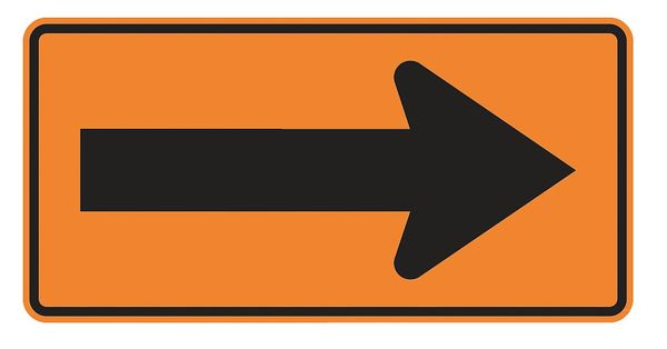 Arrow Traffic Sign, 24 in Height, 48 in Width, Aluminum, Horizontal Rectangle, No Text