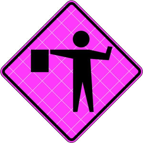Flagger Ahead Traffic Sign, 36 in H, 36 in W, Vinyl, Diamond, C/36-SBFP-3FH-HD-FLAGGER SYMBOL