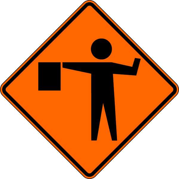 Flagger Symbol Traffic Sign, 30 in Height, 30 in Width, Aluminum, Diamond, No Text