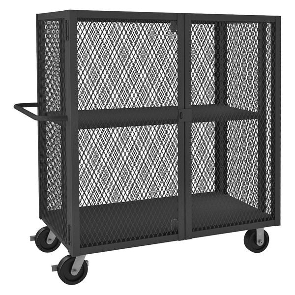Welded Mesh Security Cart with Adjustable Shelves 2,000 lb Capacity, 26 in W x 54 1/2 in L x