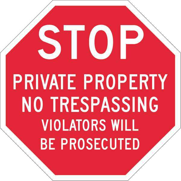 Reflective  Authorized Personnel Stop Sign, 12 in Height, 12 in Width, Aluminum, Octagon, English