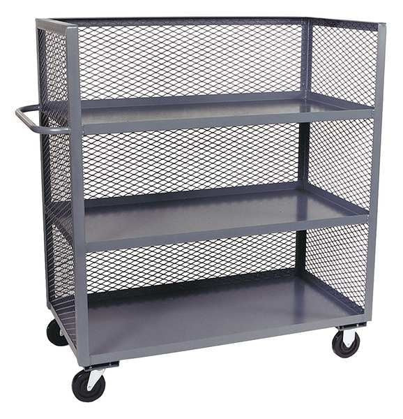 12 ga. Steel 3 Sided Mesh Stock Cart 3000 lb. Capacity, 78