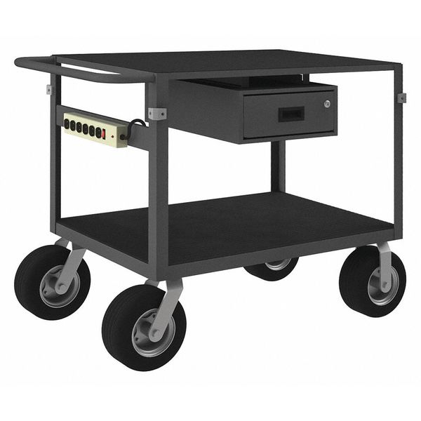 Steel Instrument Cart with Flush Metal Shelves, Flat, 2 Shelves, 1,200 lb