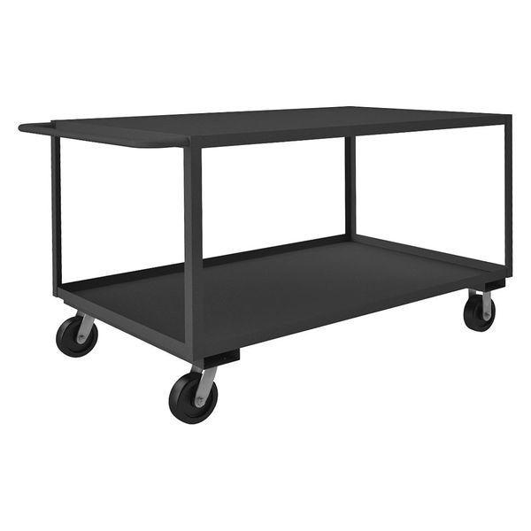 Steel Utility Cart with Lipped & Flush Metal Shelves, Flat, 2 Shelves, 3,000 lb