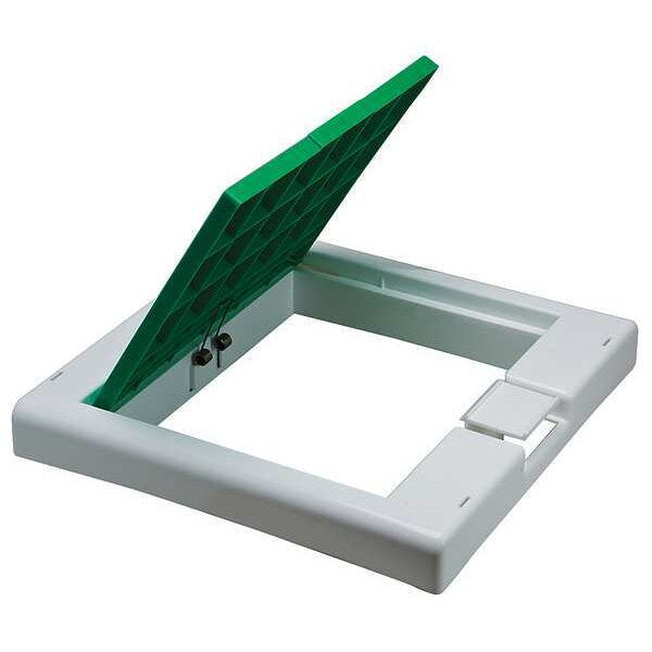 48 gal Flat Trash Can Lid, 12 1/2 in W/Dia, Green, Plastic, 1 Openings