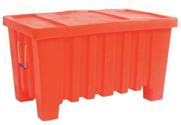 Orange Bulk Container, Plastic, 43 in L, 26 1/2 in W, 24 in H, 8.7 cu ft Volume Capacity
