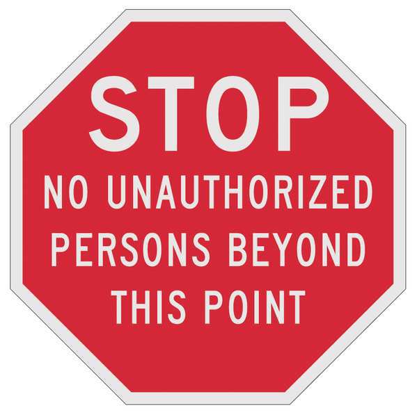 Reflective  No Trespassing Stop Sign, 12 in Height, 12 in Width, Aluminum, Octagon, English