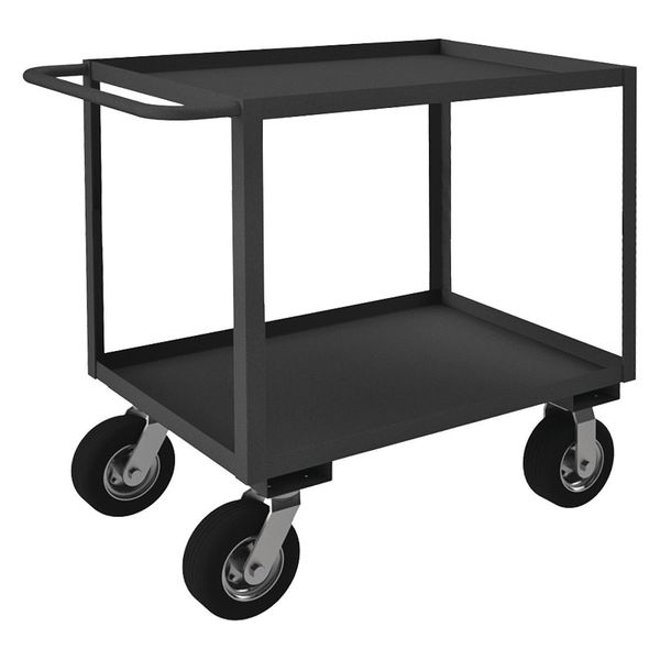 Steel Utility Cart with Lipped Metal Shelves, Flat, 2 Shelves, 1,200 lb