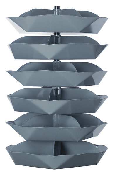 Prime Cold Rolled Steel Revolving Storage Bin, 44 in D x 46 1/2 in H x 44 in W, 4 Shelves, Gray