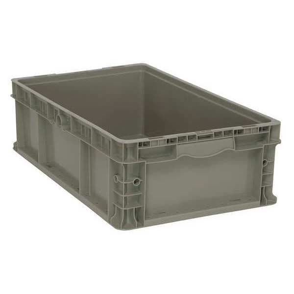 Straight Wall Container, Gray, Polyethylene, 24 in L, 15 in W, 7 1/2 in H