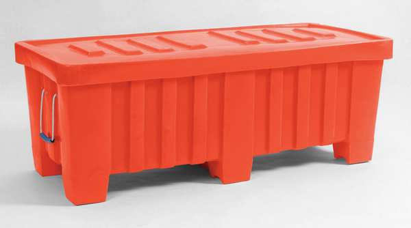 Orange Bulk Container, Plastic, 7 cu ft Volume Capacity