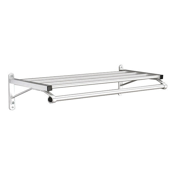 Coat Rack, 1 Shelf, 36 In W, Satin Aluminum