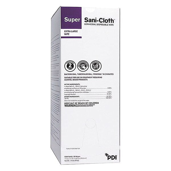 Disinfecting Wipes, White, Packet, Hard, Non Porous Surfaces, 50 Wipes, 11-1/2 in x 11-3/4 in