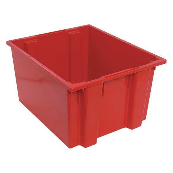 Stack & Nest Container, Red, Polyethylene, 23 1/2 in L, 19 1/2 in W, 13 in H