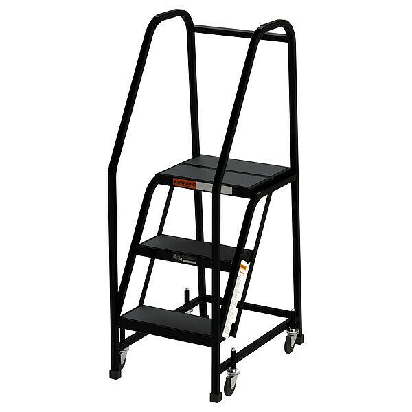 54 in H Steel Rolling Ladder, 3 Steps