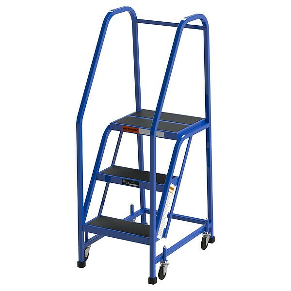 54 in H Steel Rolling Ladder, 3 Steps
