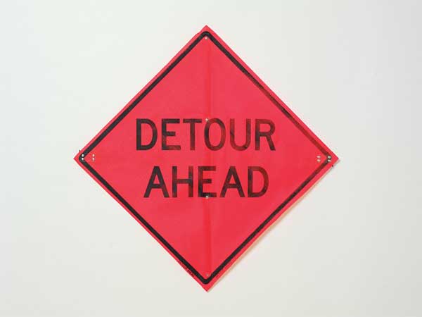 Detour Traffic Sign, 36 in H, 36 in W, Polyester, PVC, Diamond, C/36-EMO-3FH-HD DETOOUR AHEAD