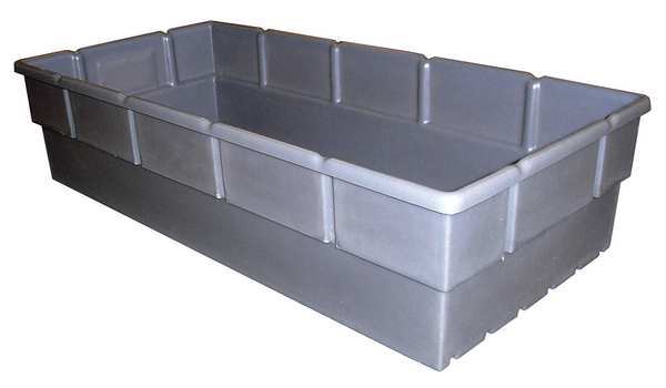 Storage Tote, Gray, Plastic, 48 1/2 in L, 23 in W, 13 1/2 in H, 65 gal Volume Capacity
