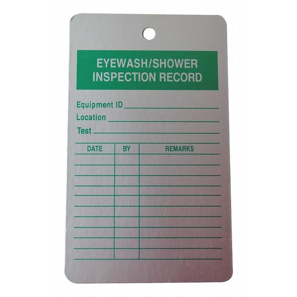 Eye Wash/Sh Inspection Rcd Tag, Al, PK25