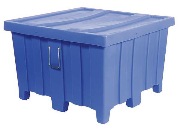 Blue Ribbed Wall Container, Plastic, 23 cu ft Volume Capacity