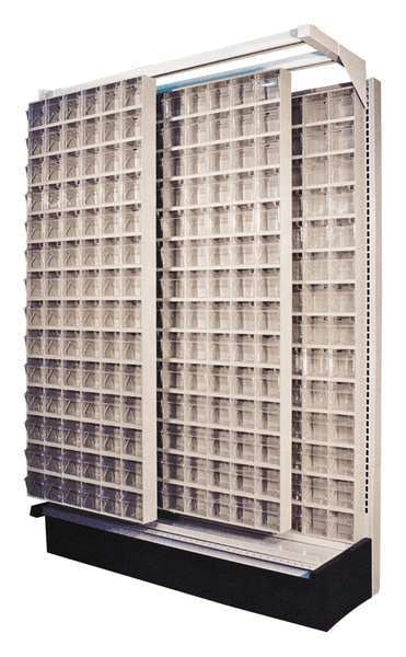 Gondola Slider System with 64 Drawers, Steel; Plastic, 48 in W x 75 in H x 19 in D
