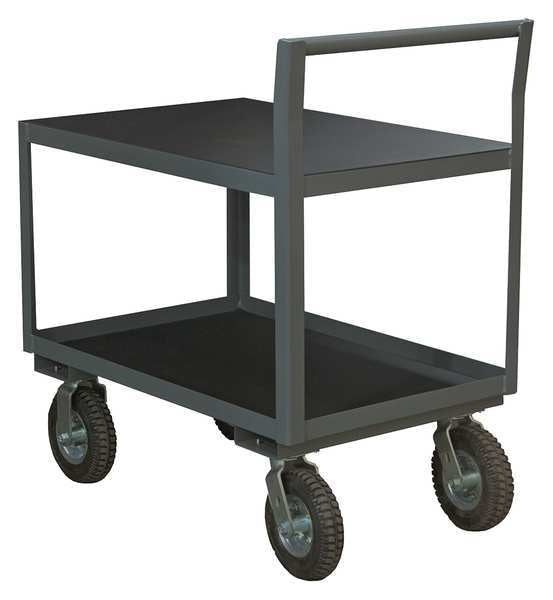 Steel Low-Profile Instrument Cart with Lipped & Flush Metal Shelves, Raised, 2 Shelves, 1,200 lb