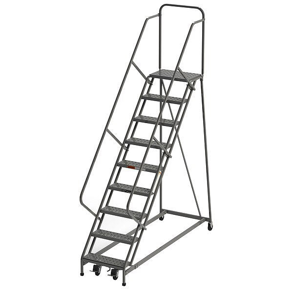 126 in H Steel Rolling Ladder, 9 Steps