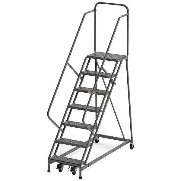 106 in H Steel Rolling Ladder, 7 Steps