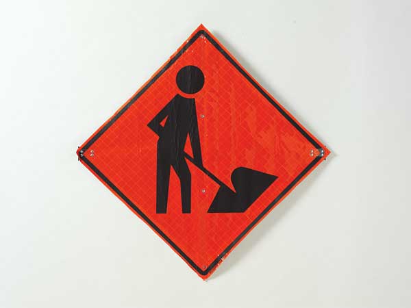 Workers Ahead Traffic Sign, 36 in H, 36 in W, Vinyl, Diamond, No Text, C/36-SBFO-3FH-HD MEN WORK SYM