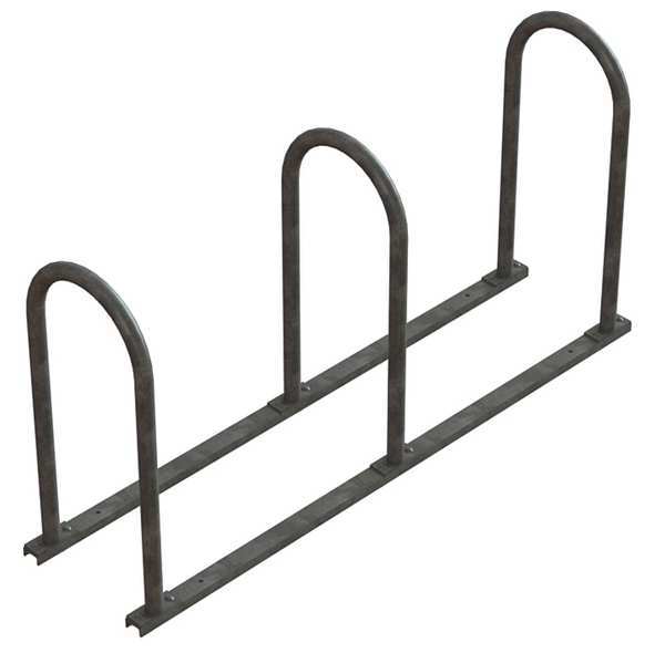 Bike Rack, 2-Sided, 6-Bike, 60 in., Silver