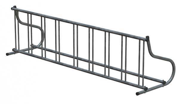 Bike Rack, 1-Sided, 9-Bike, 110 in., Silver