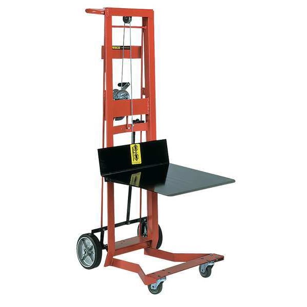 Manual Platform Lift Trucks, Manual, 750 lb Load Capacity, Hand Winch Lift Control