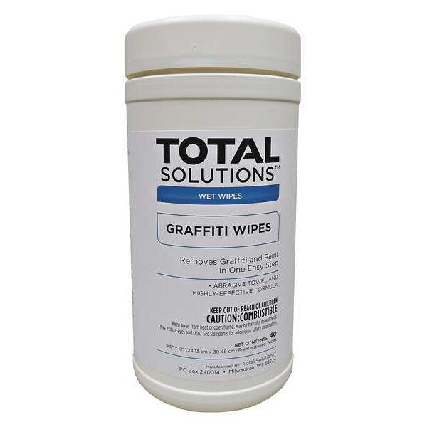 Graffiti Wipes, Purple, Canister, Polypropylene, Graffiti Removal, 40 Wipes, 12 in x 9 1/2 in