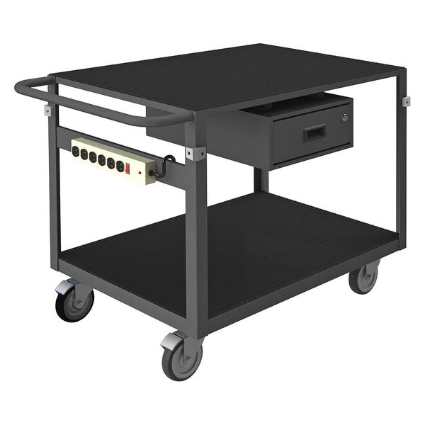 Steel Instrument Cart with Flush Metal Shelves, Flat, 2 Shelves, 1,000 lb