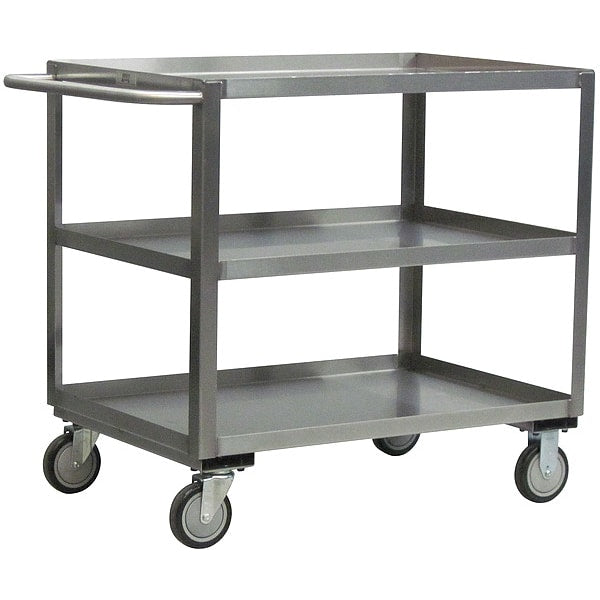 Stainless Steel Corrosion-Resistant Utility Cart with Lipped Metal Shelves, Ergonomic, 2 Shelves