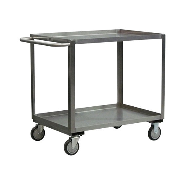 Stainless Steel Corrosion-Resistant Utility Cart with Lipped Metal Shelves, Ergonomic, 2 Shelves