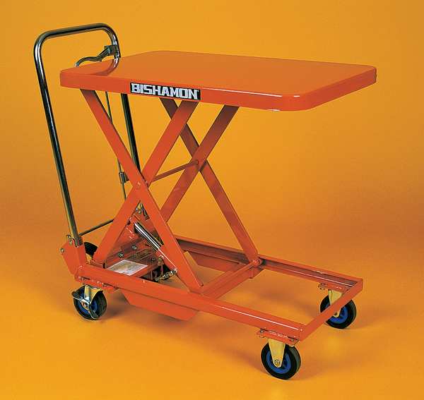 Mobile Scissor Lift Table, Foot Control, 660 lb. Cap