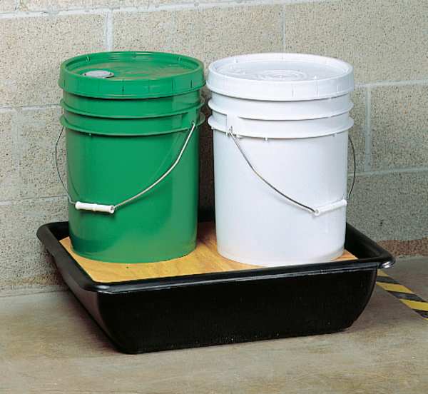 Pail Spill Containment Pallet, 5.5 gal Spill Capacity, 2 Drum, (2) 41.7 lb Container