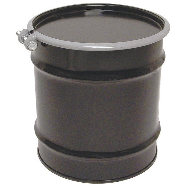 Open Head Transport Drum, Steel, 8 gal, Lined, Black