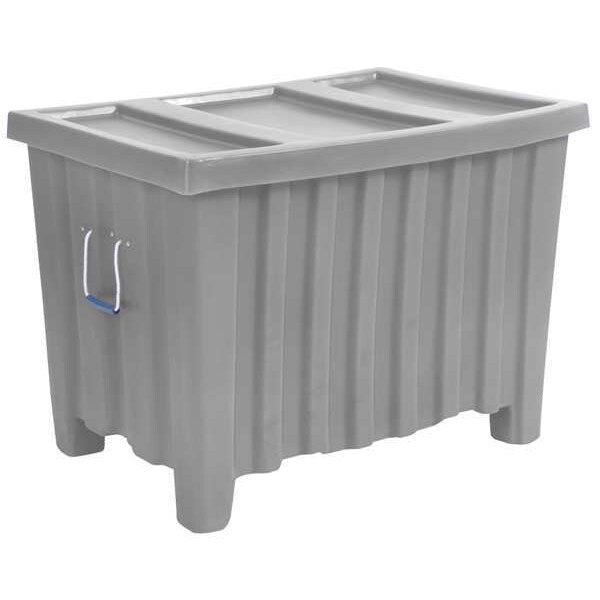 Gray Bulk Container, Plastic, 14 cu ft Volume Capacity