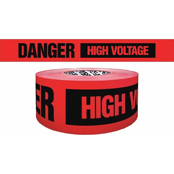 Barricade Tape, Red/Black, 500 ft x 3 In