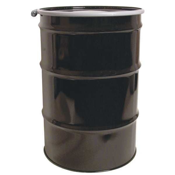 Open Head Transport Drum, Steel, 55 gal, Lined, Black