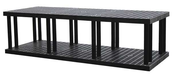 Starter Plastic Shelving Unit, Open Style, 36 in D, 96 in W, 27 in H, 2 Shelves, Black