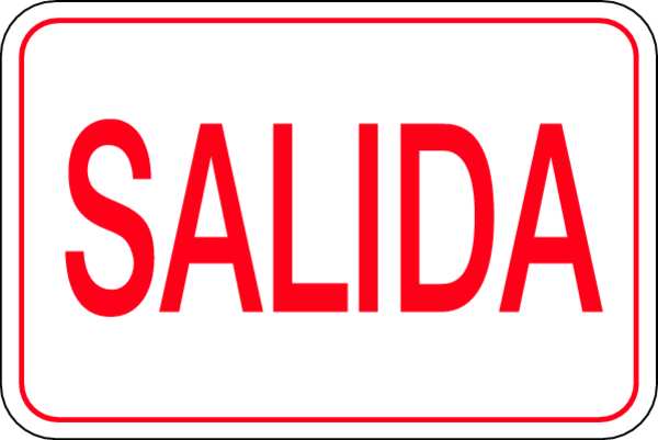 Exit Sign, 7 in Height, 10 in Width, Plastic, Horizontal Rectangle, Spanish