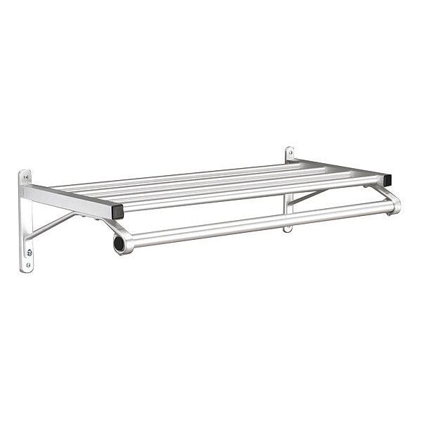 Coat Rack, 1 Shelf, 24 In W, Satin Aluminum