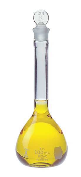 Volumetric Flask, 100mL, Clear, PK12