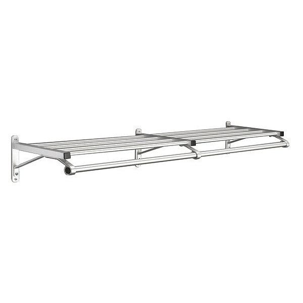 Coat Rack, 1 Shelf, 60 In W, Satin Aluminum