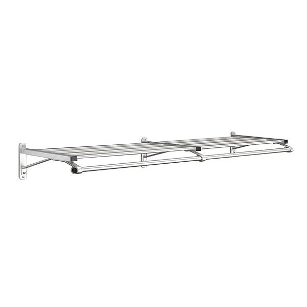 Coat Rack, 1 Shelf, 72 In W, Satin Aluminum
