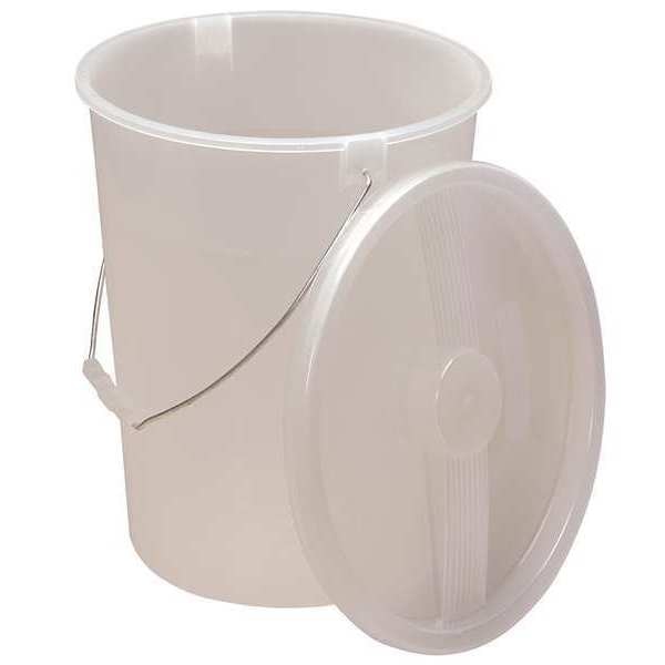 3 1/2 gal Bucket, 12 3/4 in H, 10 1/2 in Dia, Clear, Polypropylene