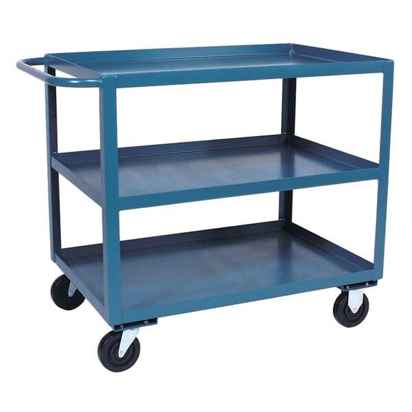 Steel Utility Cart with Lipped Metal Shelves, Flat, 2 Shelves, 1,200 lb